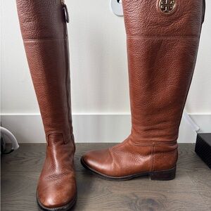 Tory Burch Brown Leather Riding Boots